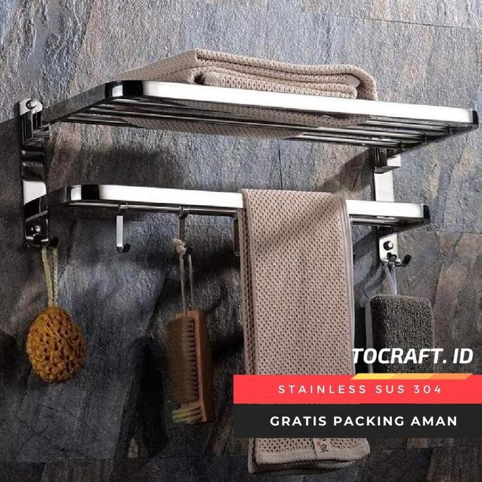 Jual TCID Rak Handuk Stainless 304 Gantungan Handuk Tempel Kamar Mandi ...