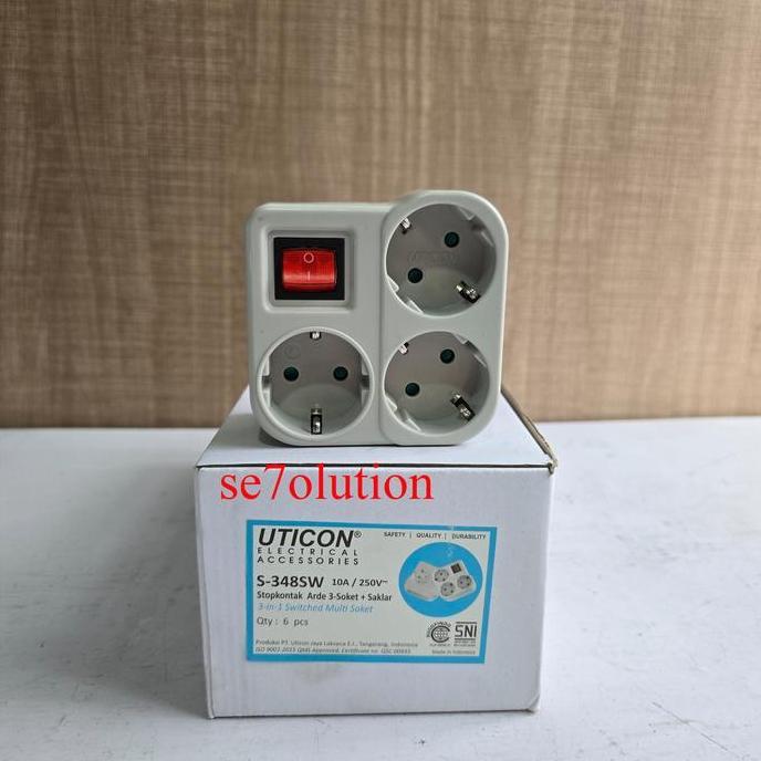 Jual Listrikk- Uticon Switched Multi Socket Lobang 3 (S-348Sw) | Shopee ...