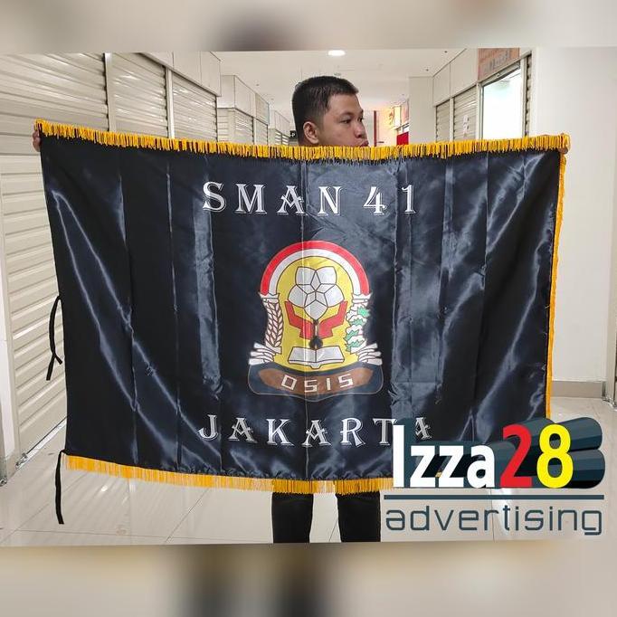 Jual bendera custom satu muka & rumbai ukuran 90 x 135 memakai bahan ...
