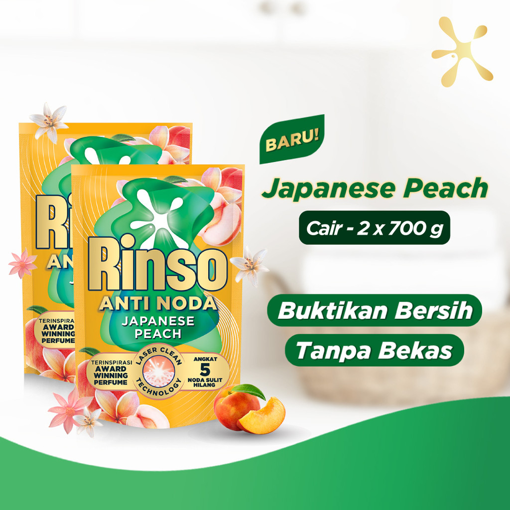 Jual [Extra Isi 35%] Rinso Baru Detergen Cair Varian Japanese Peach ...