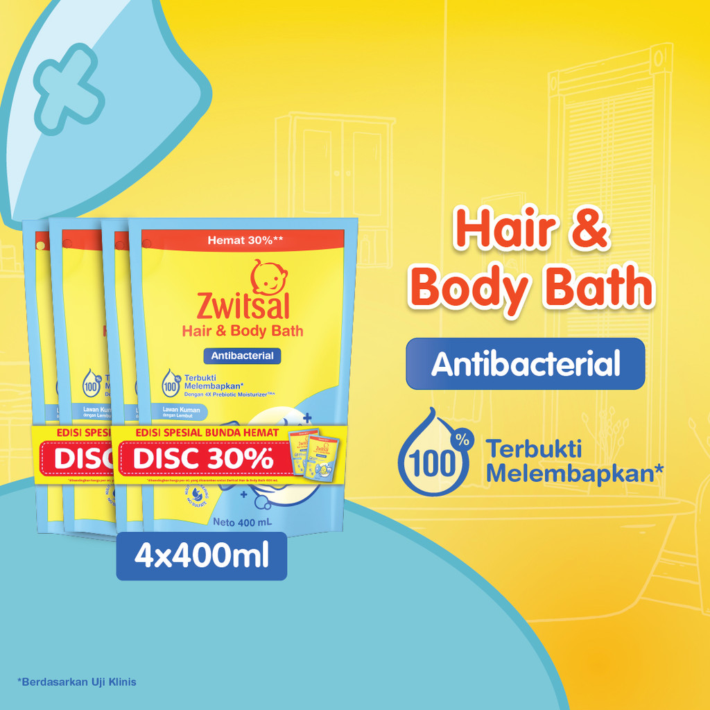 Jual [LEBIH HEMAT 30%] Zwitsal Baby Bath Hair and Body Antibacterial ...