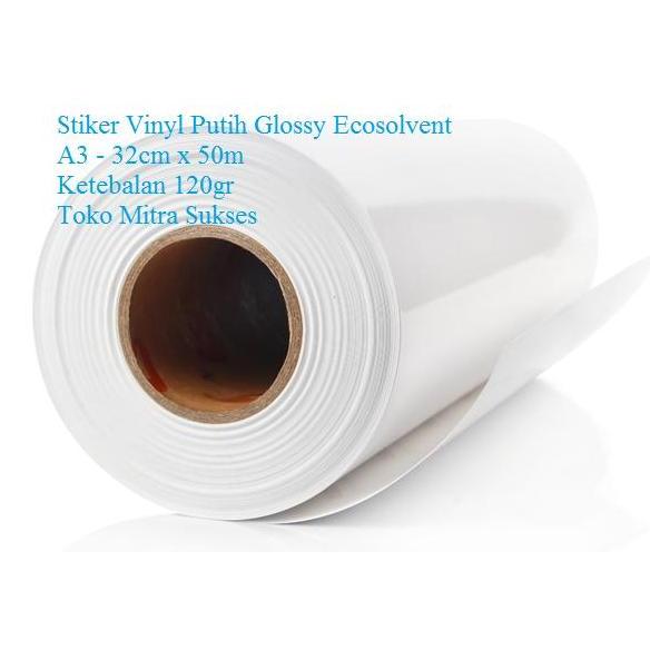 Jual Stiker Vinyl Putih Glossy Ecosolvent A3+ - 32cm x 50m Terlaris ...