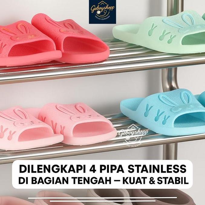 Jual Promo Rak Sepatu Stainless Dng 4 / 5 / 6 Susun Kokoh, Anti Karat ...