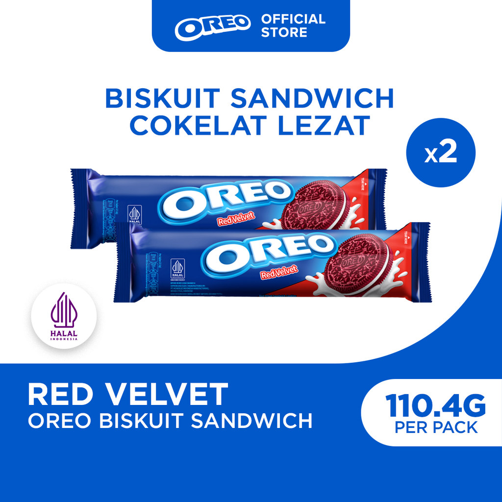 Jual Oreo Red Velvet 110.4g (Paket isi 2), Biskuit Sandwich Red Velvet ...