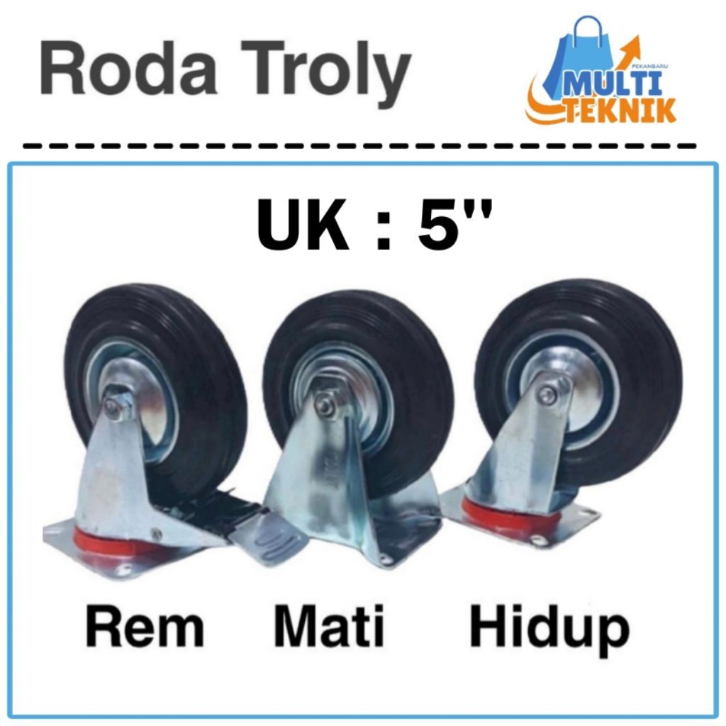 Jual Roda Trolley Karet Only Hidup Mati Rem Roda Troli Etalase 5 Inch 5 ...