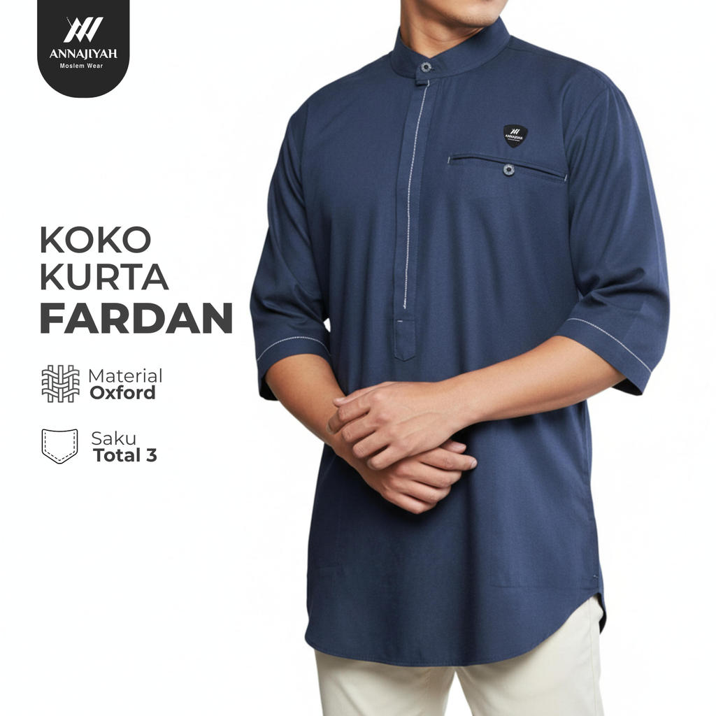 Baju Muslim Koko Kurta FARDAN Remaja dan Dewasa Bahan Oxford Kemeja Koko Kekinian