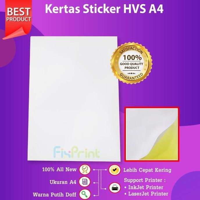 Jual Lansungkirim- Kertas Stiker Hvs A4 Sticker Label Paper Hvs A4 Doff ...