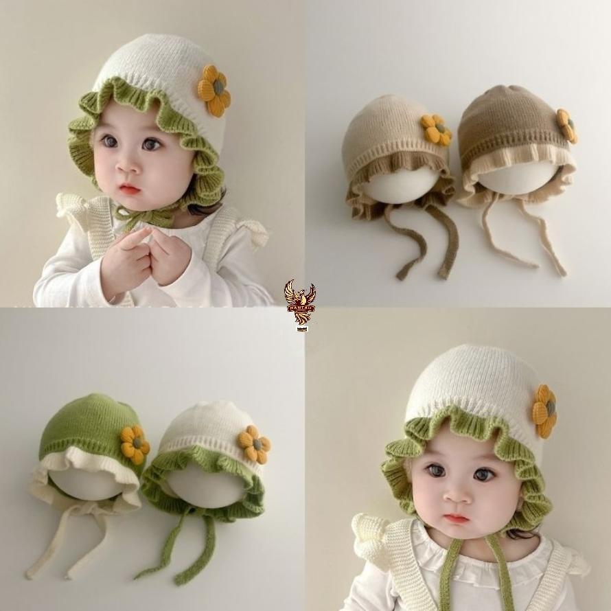 Jual Topi Kupluk Renda Bayi Perempuan kombinasi 2 Warna motif Bunga Ada ...