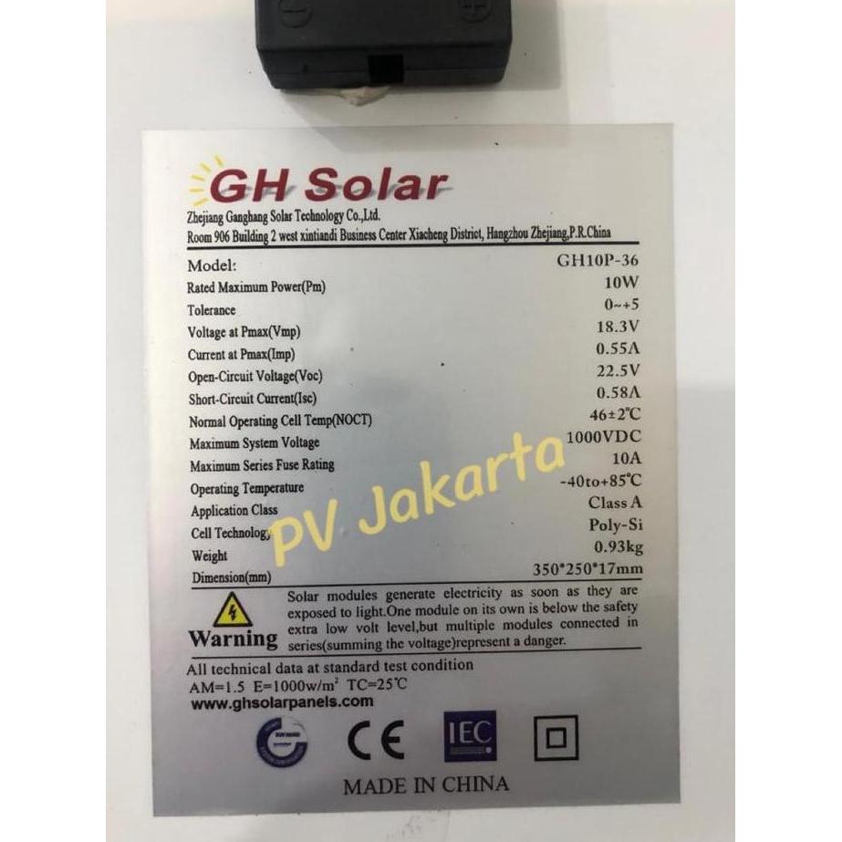 Jual Solar Panel Poly 10WP GH Solar / PV Panel Surya Poly GH Solar 10WP ...
