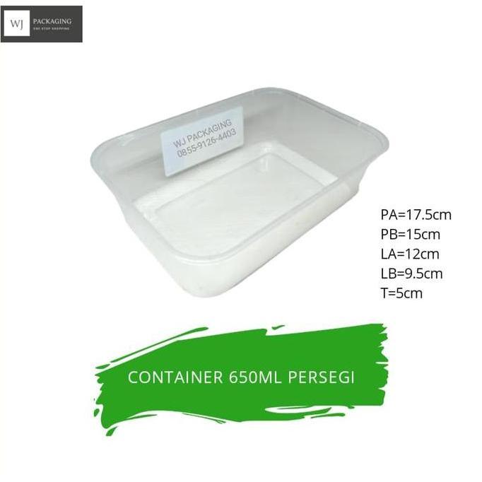 Jual New- CONTAINER 650ML PERSEGI PJG /50PCS | Shopee Indonesia