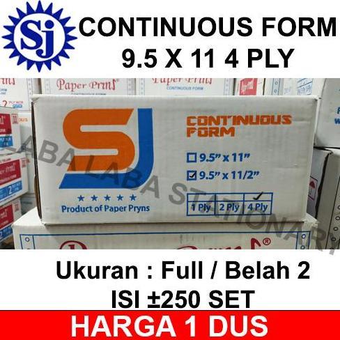 Jual NEW KERTAS CONTINUOUS FORM 4 PLY 9.5 X 11 SJ PAPER PRINT A4 ...
