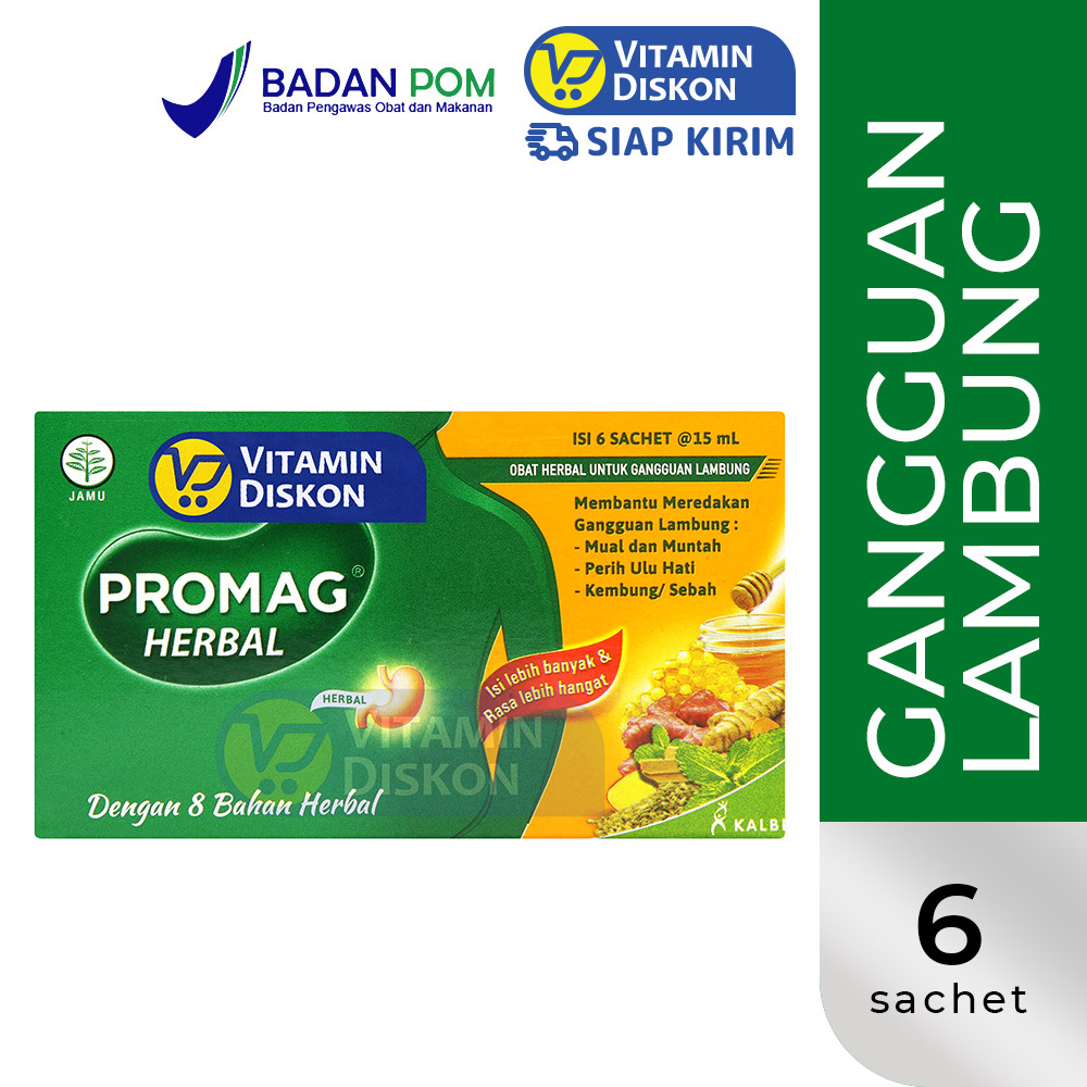 PROMAG HERBAL 1 BOX ISI 6 SACHET | Obat Asam Lambung, Maag, Perut Kembung, GERD