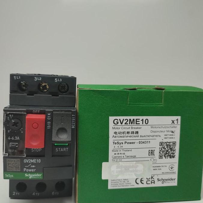 Jual Motor Circuit Breaker Schneider gv2me 10 GV2ME10 4A-6.3A 2.2KW ...