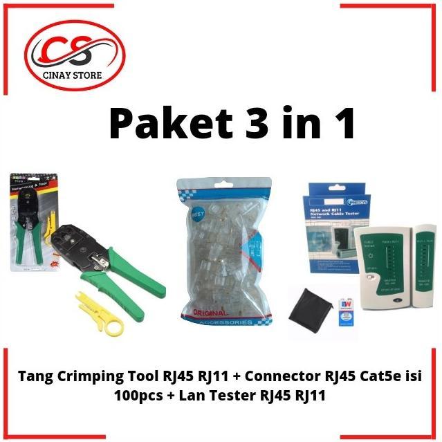 Jual Paket 3 in 1 Tang Crimping Tool Rj45 LAN Tester Konektor RJ45 ...