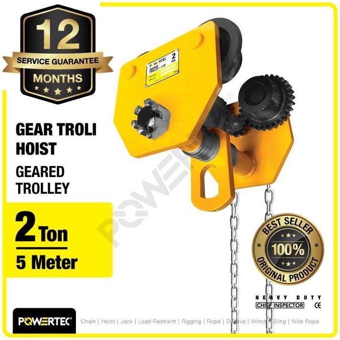 Jual Premium Geared Trolley / Gear Troli Hoist 2 Ton x 5 Meter POWERTEC ...