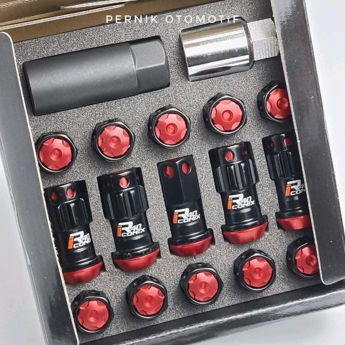 Jual Bnr Project Kics R40 M12 X 1.5 / 1.25 Red Lock & Nut Iconix Baut ...