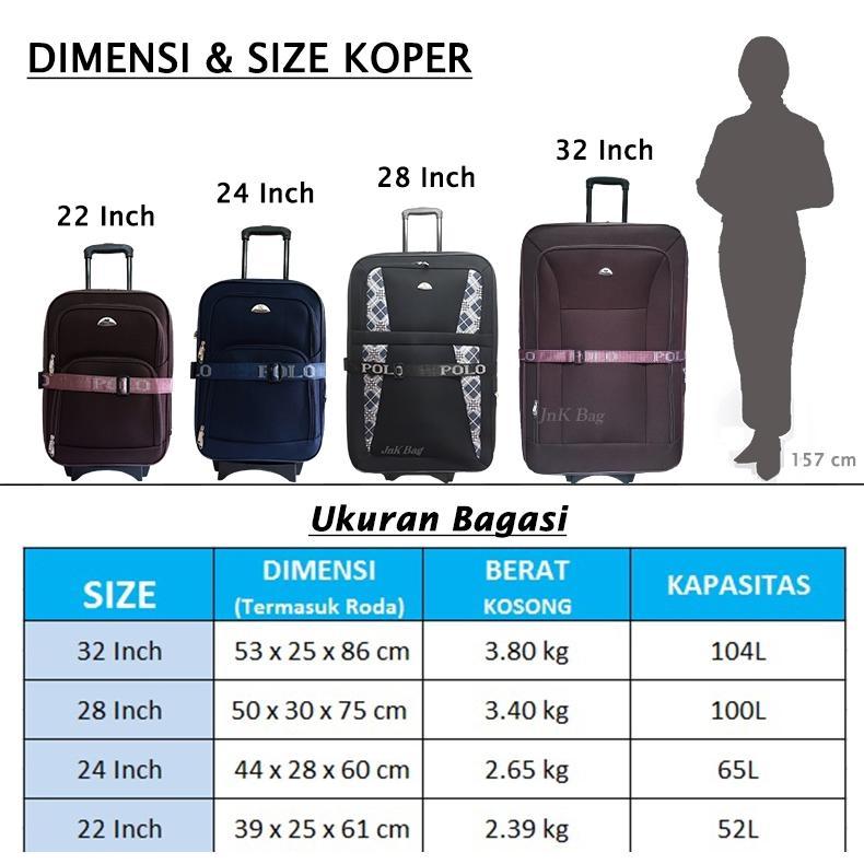 Jual Koper Jumbo Ukuran 32 Inch Koper Polo Bahan Kain | Shopee Indonesia