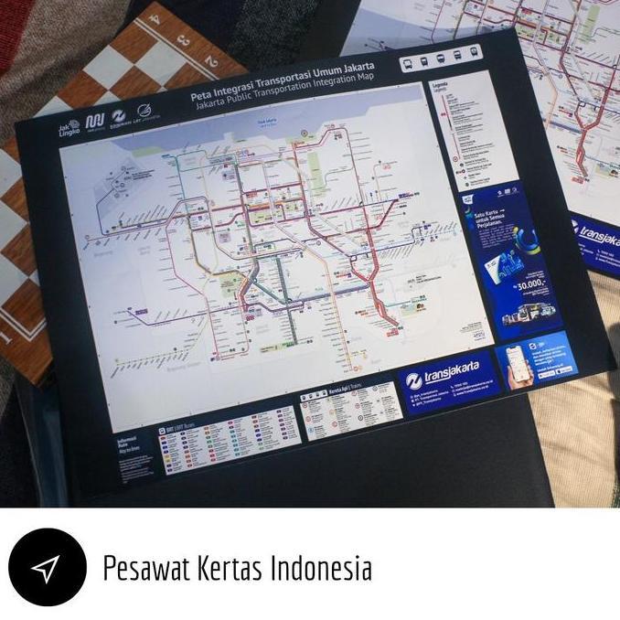 Jual Peta Transportasi Jakarta/Transjakarta/KRL/BRT Bus, A3, Art Paper ...