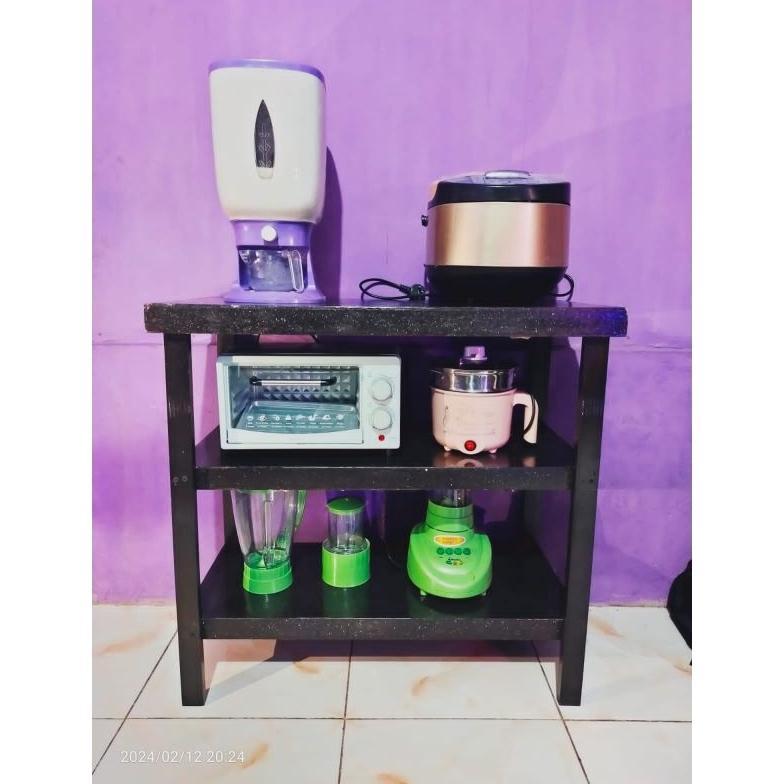Jual Premium Meja Dapur Rice Cooker Rak Susun Kayu Serbaguna Meja Galon ...