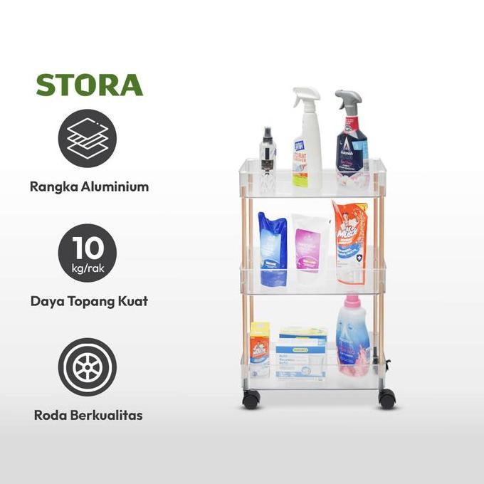 Jual AZKO Stora Rak Troli Tingkat Dengan Roda Tempat Penyimpanan ...