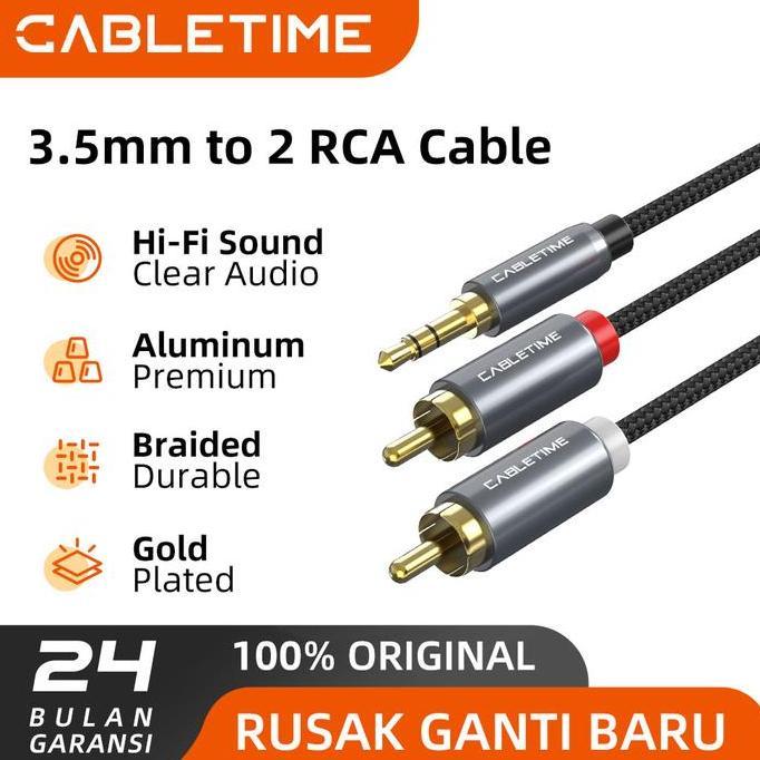Jual NEW CABLETIME KABEL AUX TO RCA AUDIO 3.5MM MALE TO 2 RCA MALE ...