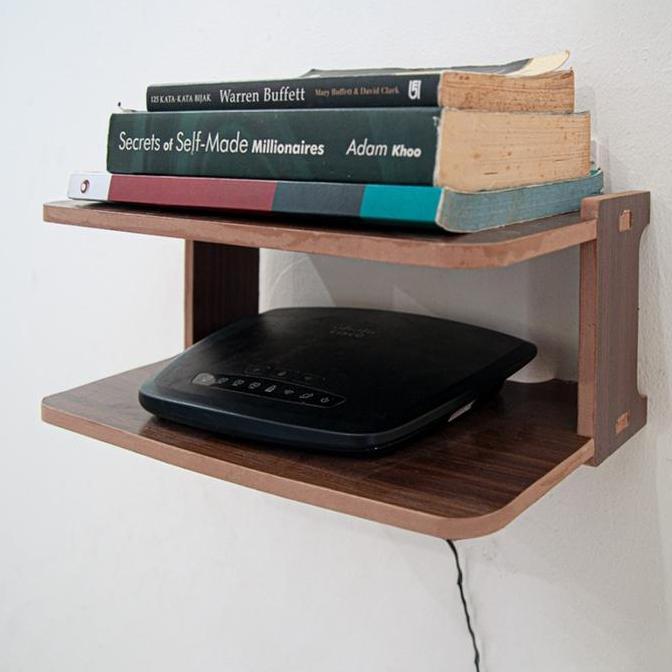 Jual YGM Rak Dinding Ambalan Modem Wifi Router Tempat Decorder STB Set ...