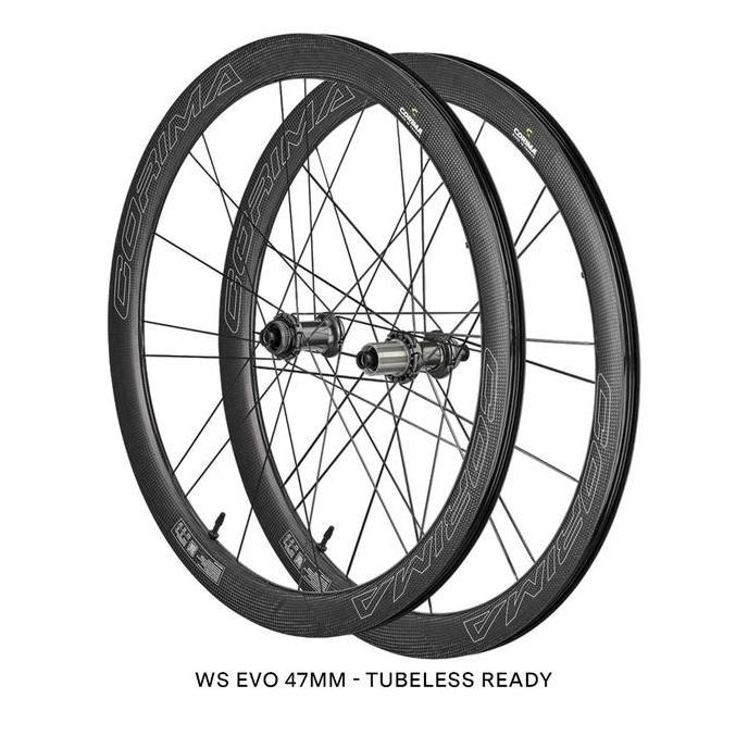 CORIMA ruota 47 mm ws EVO 3k tubeless ready anteriore 20 raggi 28" disco nero 2023 adesivo outline