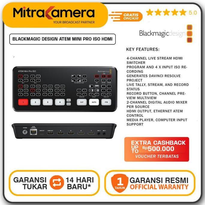 Jual AEROSHON Blackmagic Design ATEM Mini Pro ISO HDMI Live Switcher 4 ...
