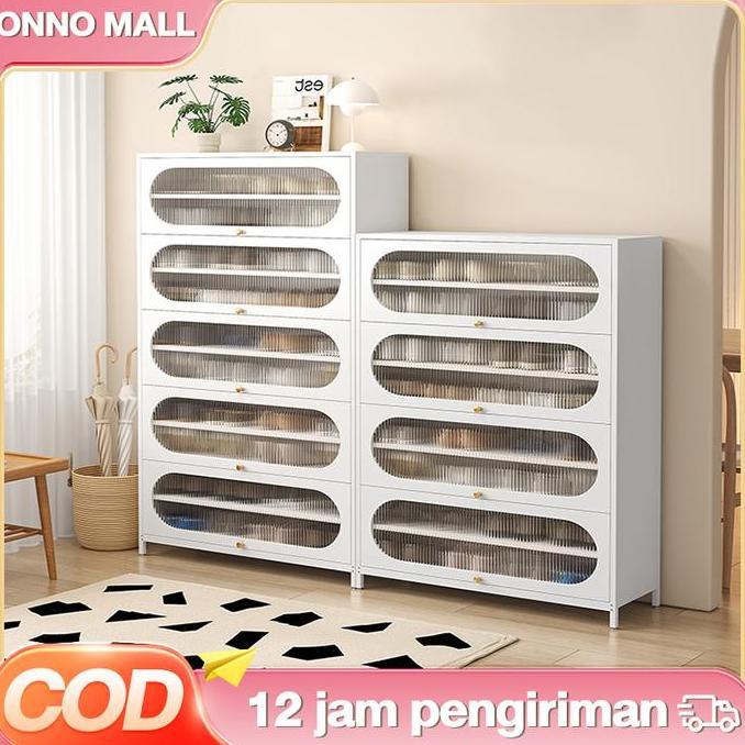 Jual SINLOWY ONNO MALL-Lemari Sepatu Besi Pintu Transparan Rak Sepatu ...