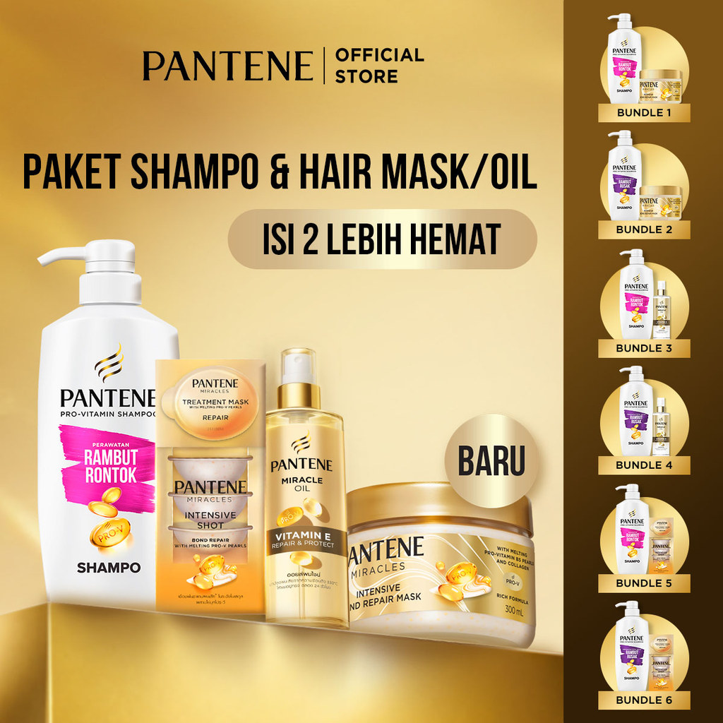 Jual [BUNDLE] PAKET UNTUNG SHAMPO PANTENE 400ML & HAIR MASK / SHOTS ...