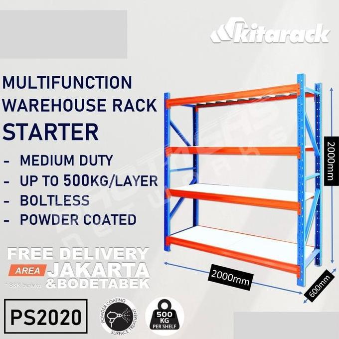 Jual WAREHOUSE RACK KITARACK MEDIUM DUTY PS2020 2 METER RAK GUDANG 4 ...