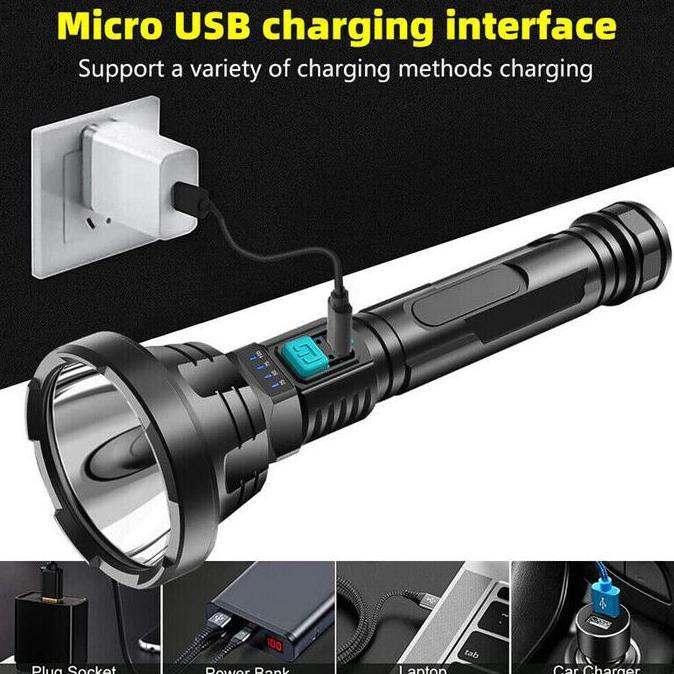 Jual Senter Cree Led 80W Super Terang / Senter Cas USB Portable Jarak ...