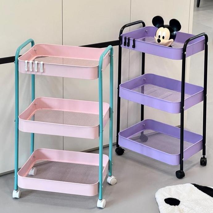 Jual TERLARIS - 3 Tingkat Warna Macaron Trolly Rak Penyimpanan Susun ...