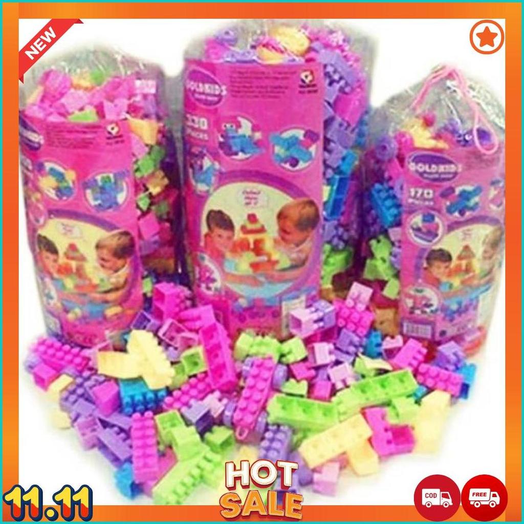 Jual Block Susun / Block Goldkids 180 Pcs (Isi 130 Pcs 