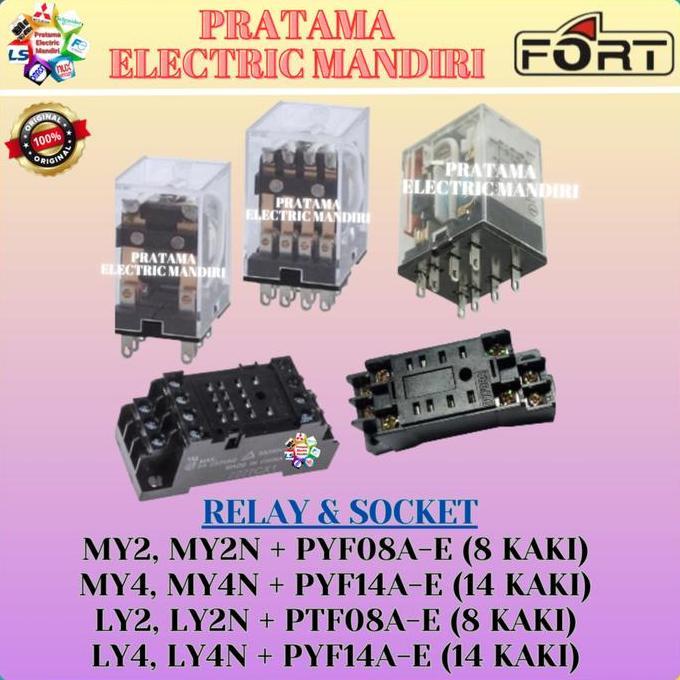 Jual FORT RELAY MY4N 12V 12VDC | 24V 24VDC | 220V 220VAC | SOCKET SOKET ...
