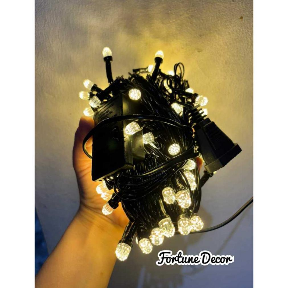 Jual Lampu natal LED hias Tumblr warna warm white kabel hitam tebal ...