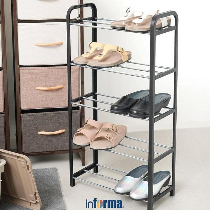 Jual Informa 42X20X79 cm Rak Sepatu 5 Tingkat - Hitam Penyimpanan Alas ...
