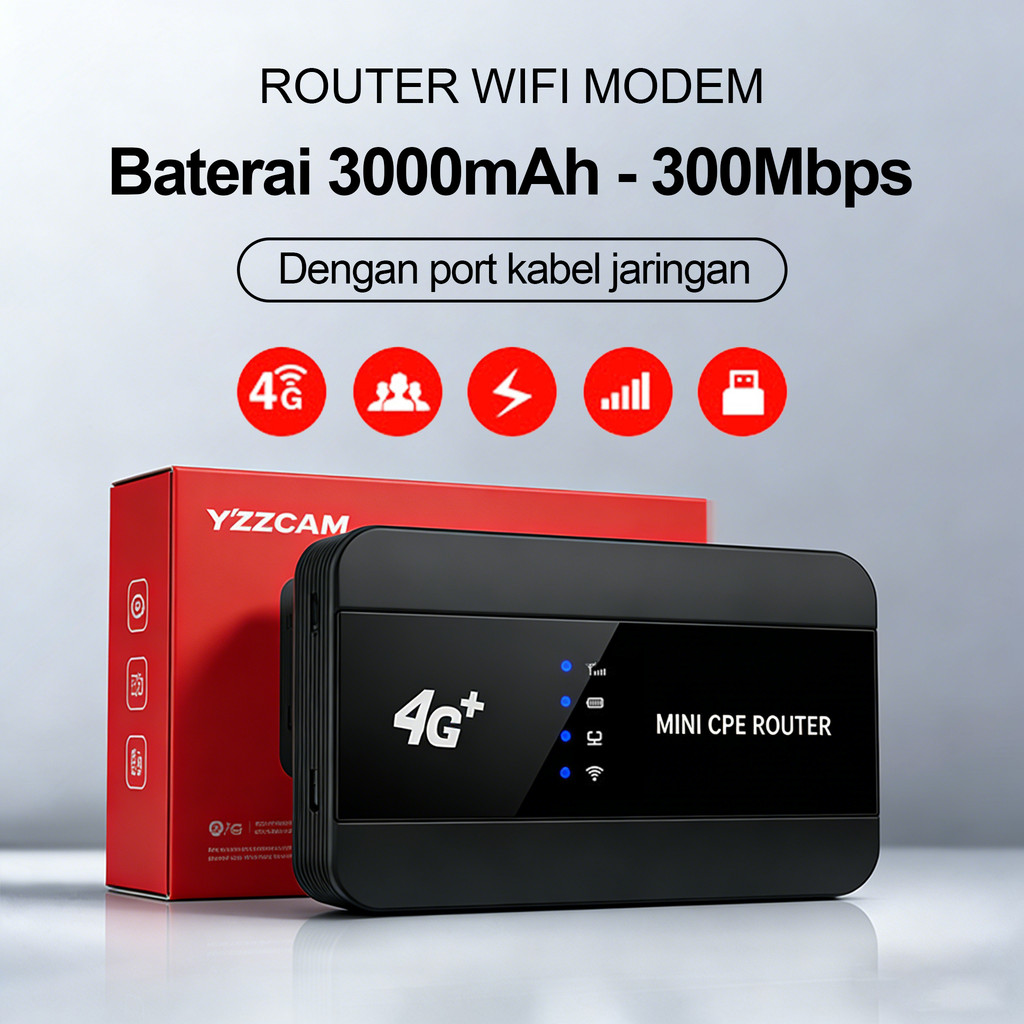 Jual 4G Router WiFi Portabel 300Mbps Modem wifi All Operator 3000mAh ...