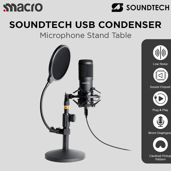 Jual SOUNDTECH USB Condenser Microphone Stand Table for PC Recording ...