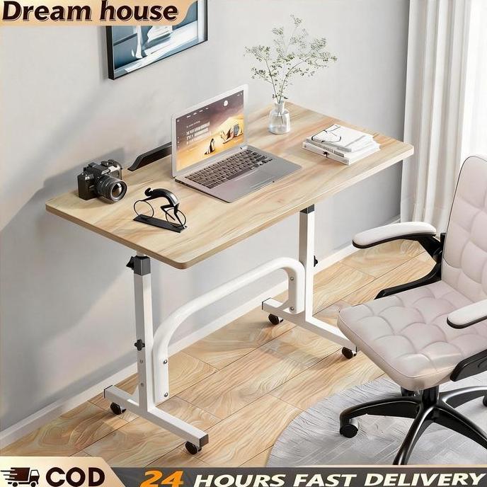 Jual Meja Laptop Portable Table Bed Side Table Meja Belajar Roda Desk ...