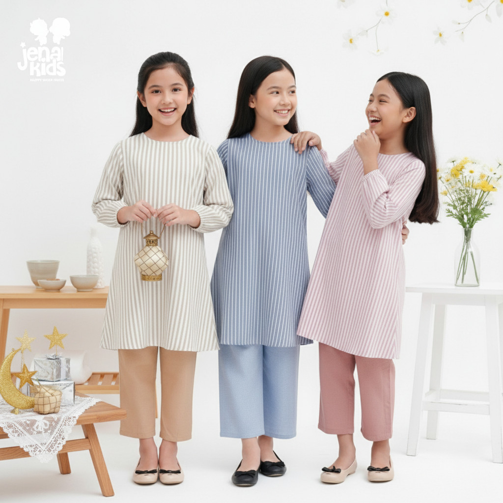 Jual JENAKA KIDS - ADISA One Set Anak Tunik Salur + Baggy Pants Premium ...