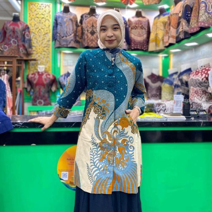 Jual DY127 - Batik Tunik ARJUNA model kancing depan full kancing sampai ...