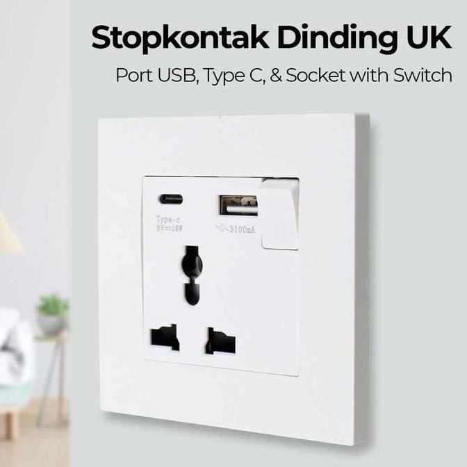 Jual HOUTMANS SRAN Stop Kontak Dinding Inbow Socket UK 2 Port USB Type ...