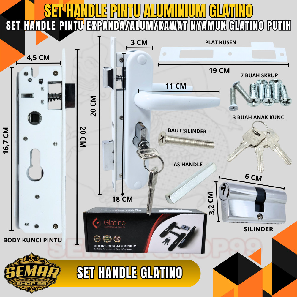 Jual Set Handle Expanda GLATINO Putih / Handle Kunci Pintu Aluminium ...