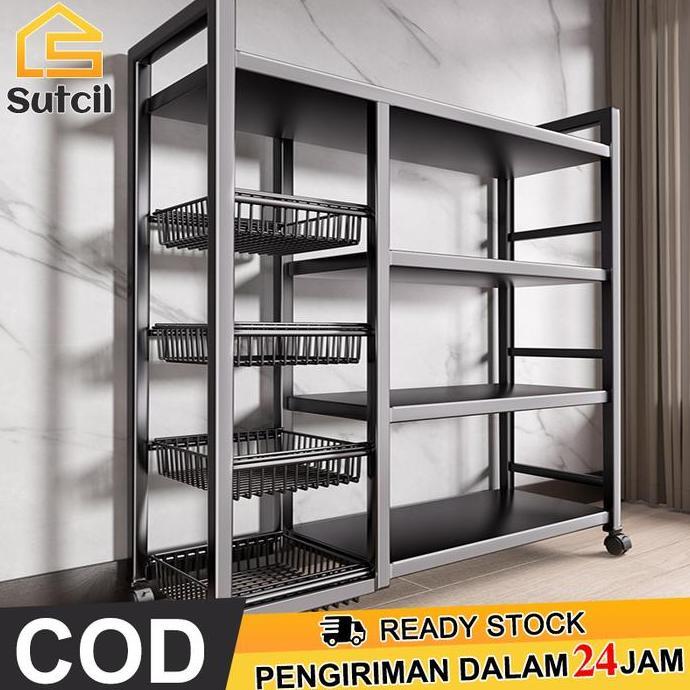 Jual COD Rak Dapur Minimalis Rak baja dengan roda Rak buah dan ...