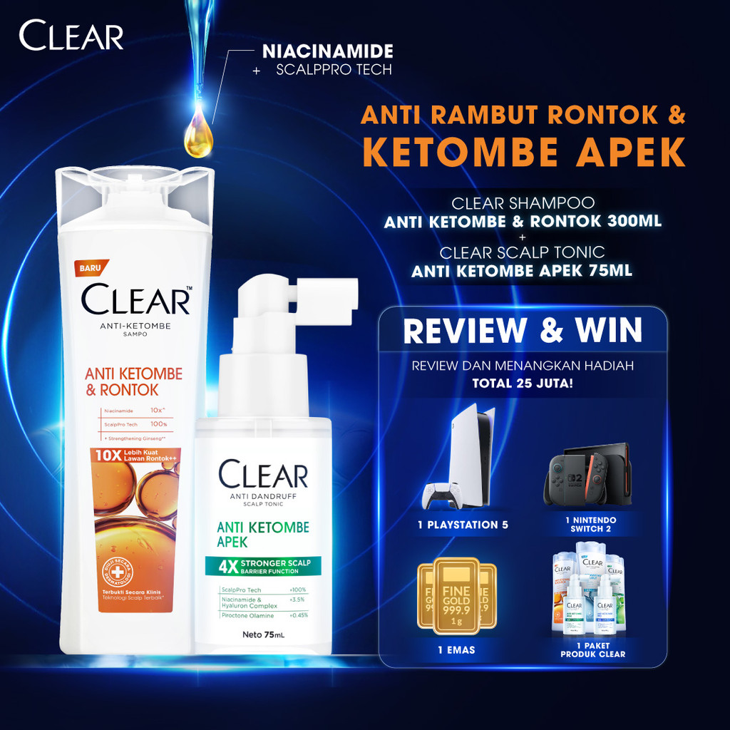 Jual [BUNDLE HEMAT] CLEAR Shampoo Anti Ketombe & Rontok 300ml + CLEAR ...
