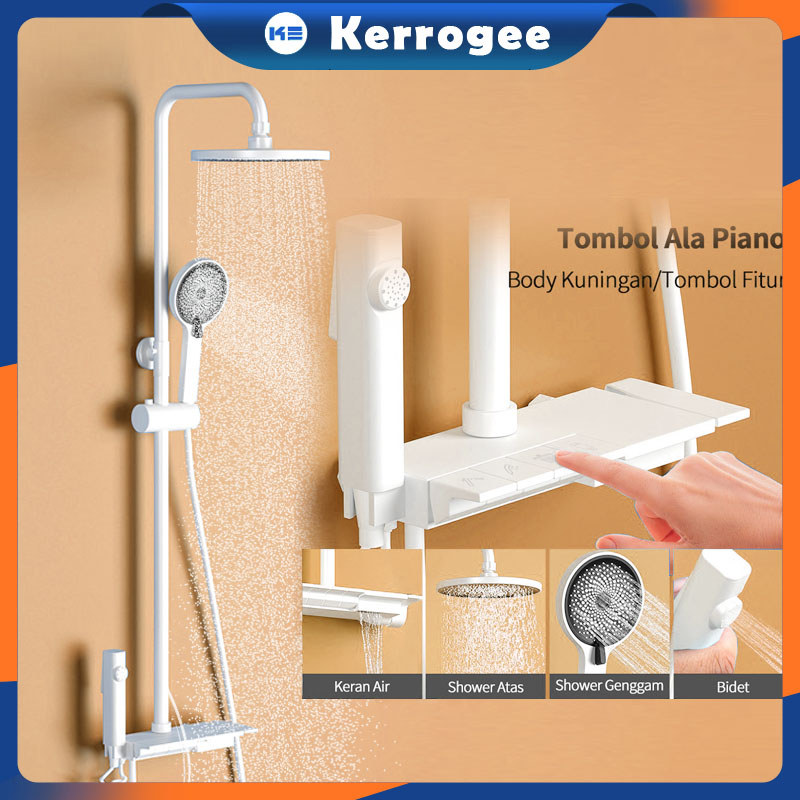 Jual 100% Kuningan Shower Set Design Europe Shower Kamar Smart LED ...