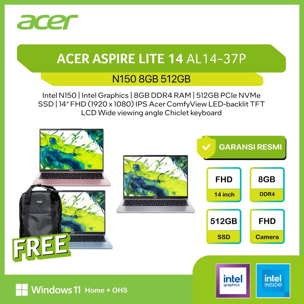 Jual (BEST SELLER) ACER LAPTOP ASPIRE LITE 14 AL14-37P-C18U/AL14-37P ...
