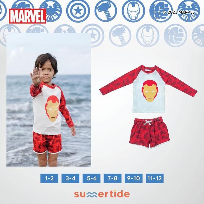 Jual Marvel Avengers Iron Man Summertide Boys Long-Sleeve Rash Guard ...