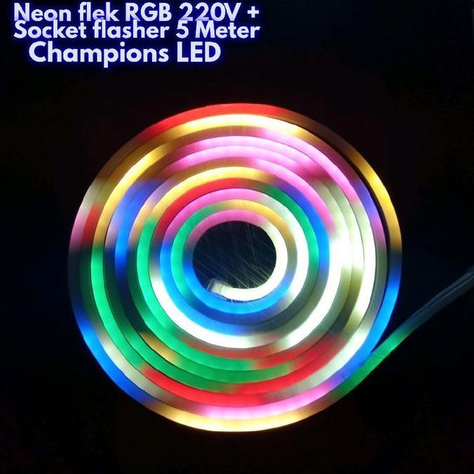 Jual Lampu LED Strip Selang Neon Flek RGB Flasher 220V 5 Meter | Shopee ...